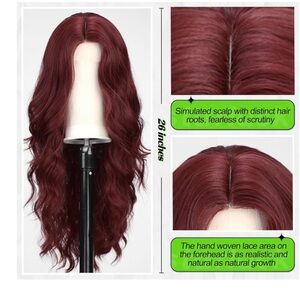 NWT Burgundy Red Synthetic Wavy Wig